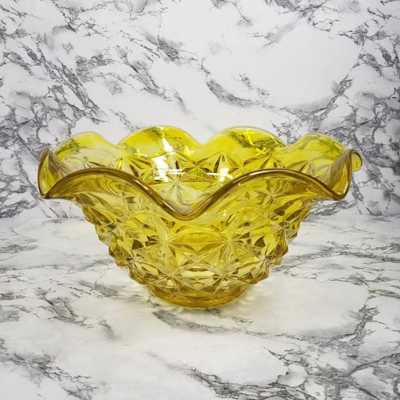 LE Smith Yellow UV Reactive Large Centerpiece Bowl Vintage - Picture 3 of 11